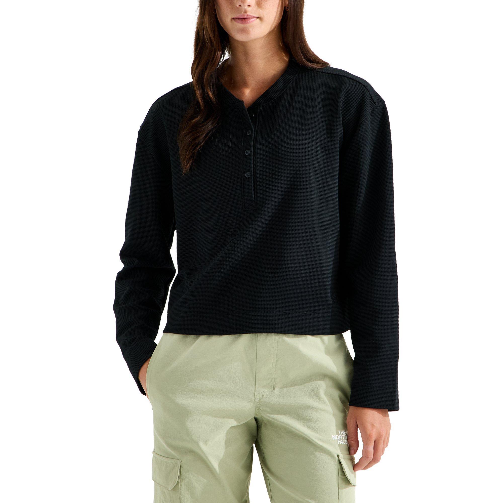 The North Face Women’s Ridge Path Waffle Long-Sleeve Henley Shirt (Size: XXL): Black