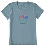 Women's Life is Good 3 Colorful Daisies V-Neck T-Shirt - Thumbnail 1 of 2