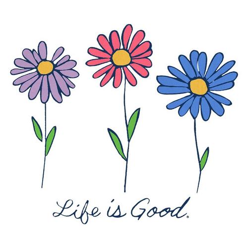 Women's Life is Good 3 Colorful Daisies V-Neck T-Shirt - Primary Image