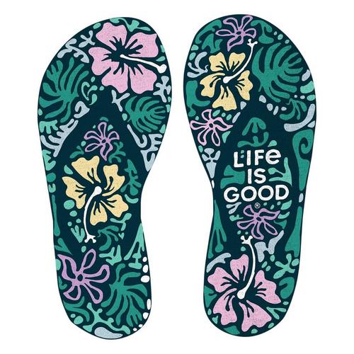 Women's Life is Good Hibiscus Flip Flops T-Shirt - Primary Image