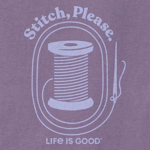 Women's Life is Good Stitch, Please Long Sleeve V-Neck Shirt - Primary Image