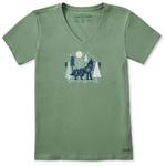 Women's Life is Good Winter Wolf V-Neck T-Shirt - Thumbnail 1 of 2
