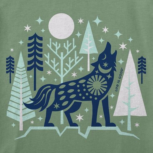 Women's Life is Good Winter Wolf V-Neck T-Shirt - Primary Image