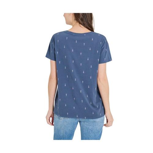 Women's Life is Good Wine Glass Pattern V-Neck T-Shirt - Primary Image