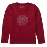 Women's Life is Good Sparkle Snowflake Long Sleeve V-Neck Shirt - Thumbnail 1 of 2