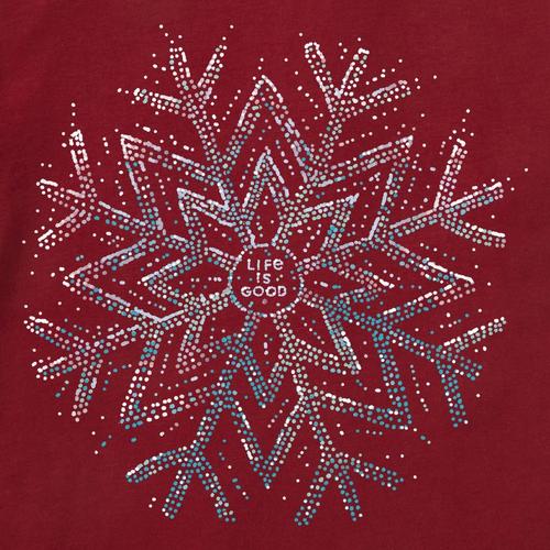 Women's Life is Good Sparkle Snowflake Long Sleeve V-Neck Shirt - Primary Image