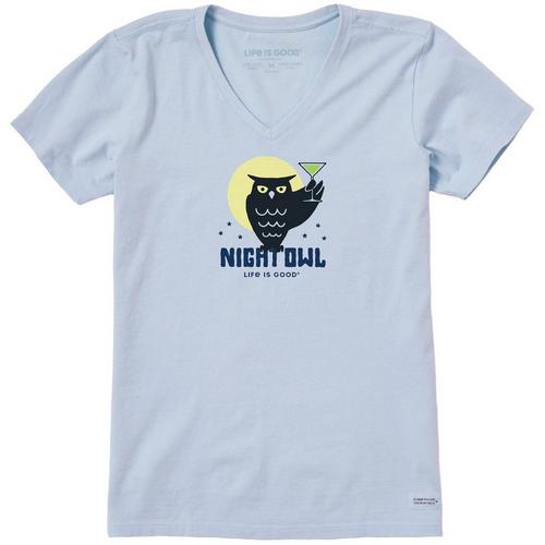 Women's Life is Good Crafty Night Owl V-Neck T-Shirt - Primary Image