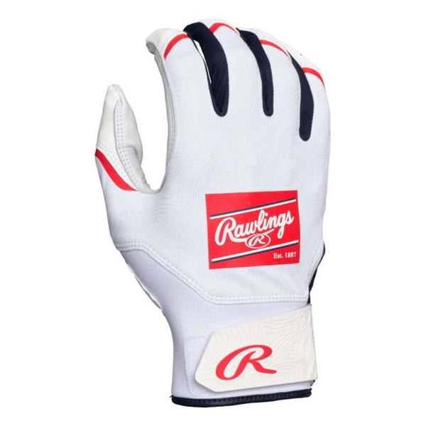 Boys' Rawlings Clout Baseball Batting Gloves Red/White/Blue One Size
