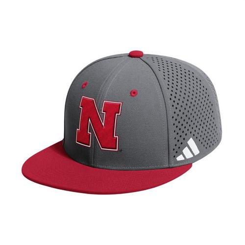 adidas Nebraska Cornhuskers Grey Replica Baseball Fitted Hat - Primary Image