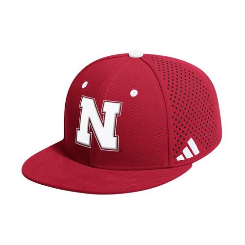 adidas Nebraska Cornhuskers Red Replica Baseball Fitted Hat - Primary Image