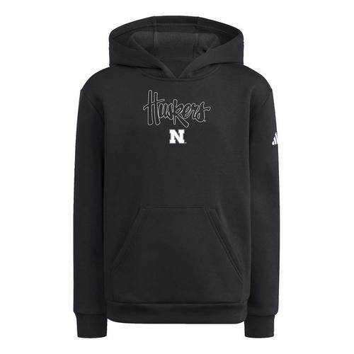 adidas Kids Nebraska Cornhuskers Blackout Hoodie - Primary Image