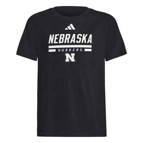 adidas Kids' Nebraska Cornhuskers Blackout T-Shirt - Primary Image