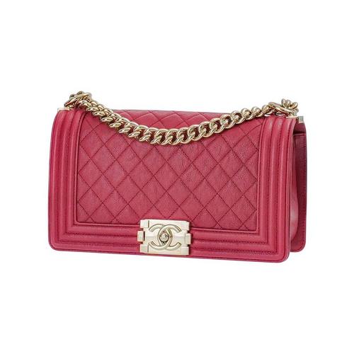 What Goes Around Comes Around Chanel Pink Quilted Caviar Medium Boy Bag Crossbody - Primary Image