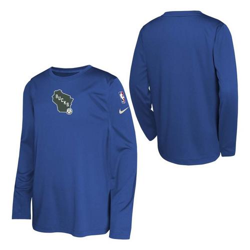 Nike Kids' Milwaukee Bucks 2024 City Edition Pregame Long Sleeve T-Shirt - Primary Image