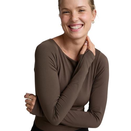 Women's Beyond Yoga Serene Boatneck Bodysuit Long Sleeve Boat Neck Shirt - Primary Image