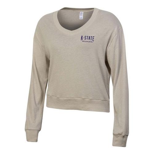 Alternative Apparel Women's Kansas State Wildcats State Slouchy V-Neck Crop - Primary Image