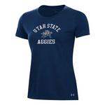 Under Armour Women's Utah State Aggies Arched Logo Performance Cotton T-Shirt - Thumbnail 1 of 2