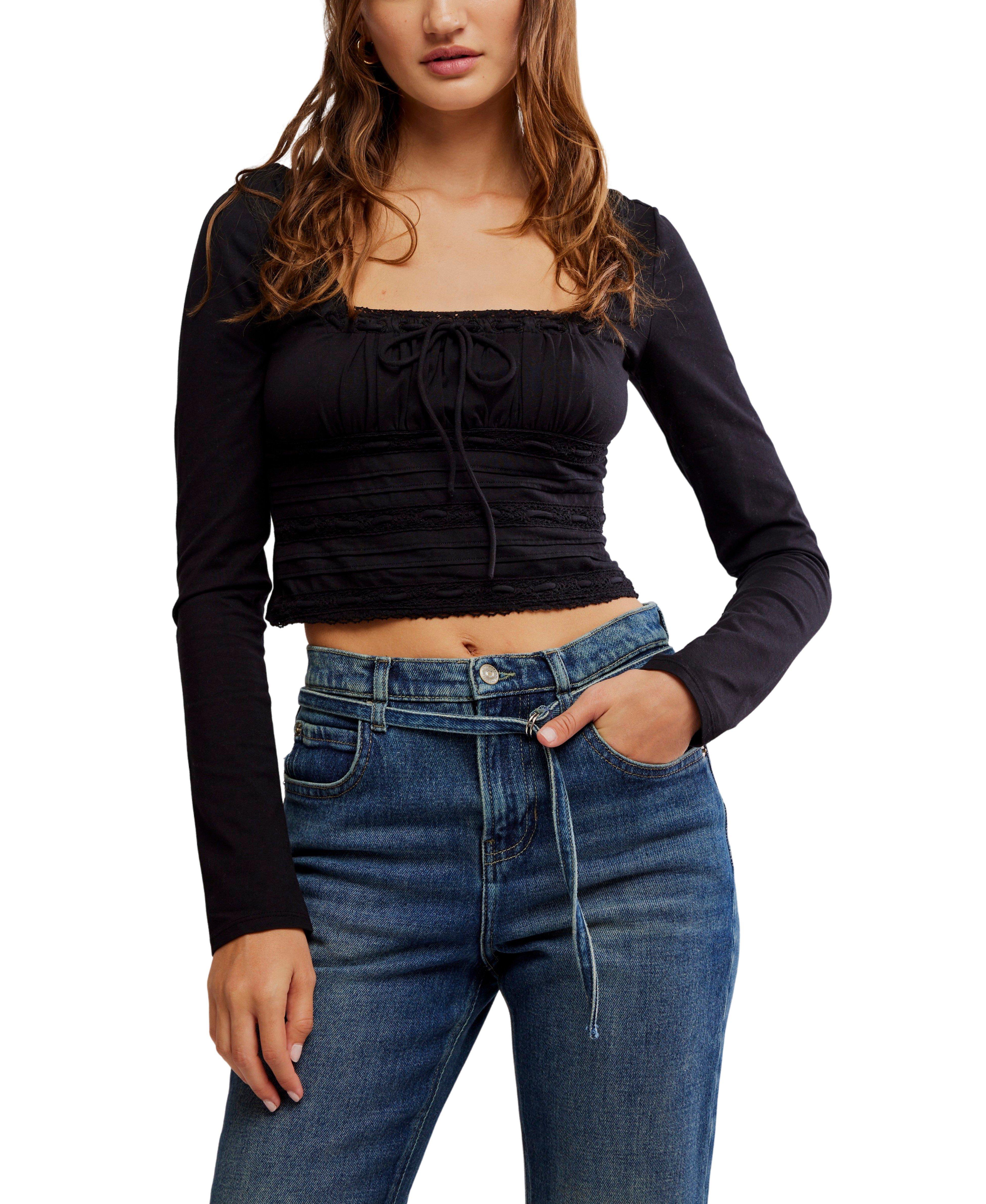 Women's Free People Scarlet Smocked Long Sleeve Square Neck Shirt