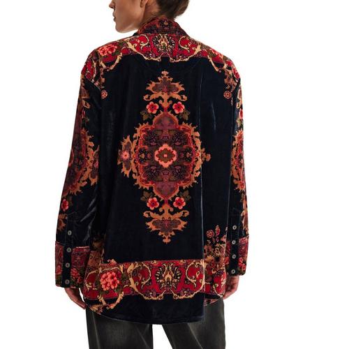 Women's Free People We The Free One Night Velvet Long Sleeve Button Up Shirt - Primary Image