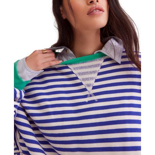 Women's Free People Classic Striped Oversized Crewneck Sweatshirt - Primary Image