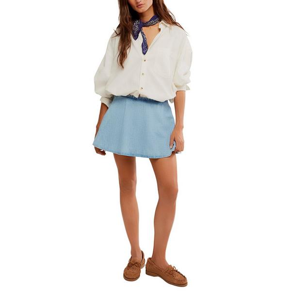 Women's Free People We The Free Paradise Found Denim Skort Medium Capri Blue