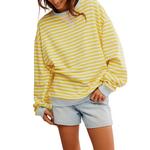 Women's Free People Classic Striped Oversized Crewneck Sweatshirt - Thumbnail 1 of 5