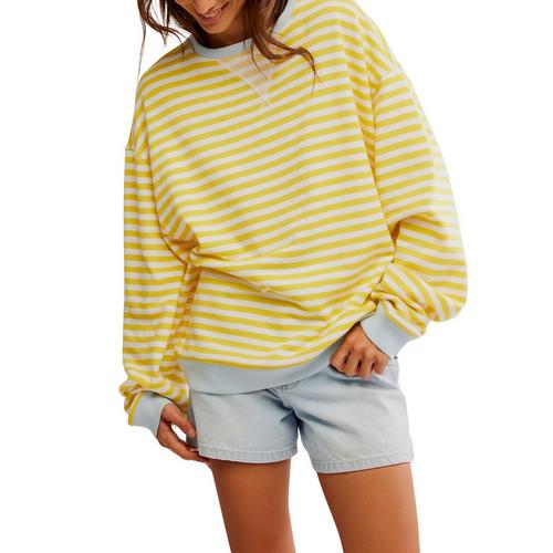 Women's Free People Classic Striped Oversized Crewneck Sweatshirt - Primary Image