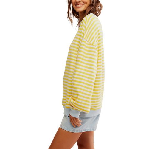 Women's Free People Classic Striped Oversized Crewneck Sweatshirt - Primary Image