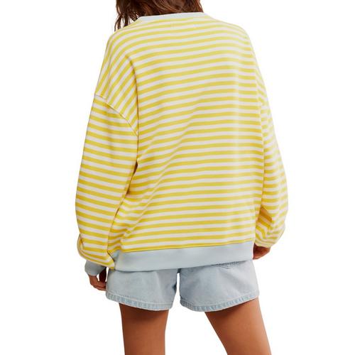 Women's Free People Classic Striped Oversized Crewneck Sweatshirt - Primary Image