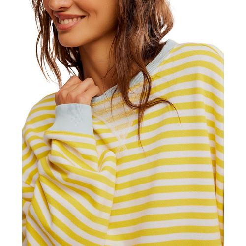 Women's Free People Classic Striped Oversized Crewneck Sweatshirt - Primary Image