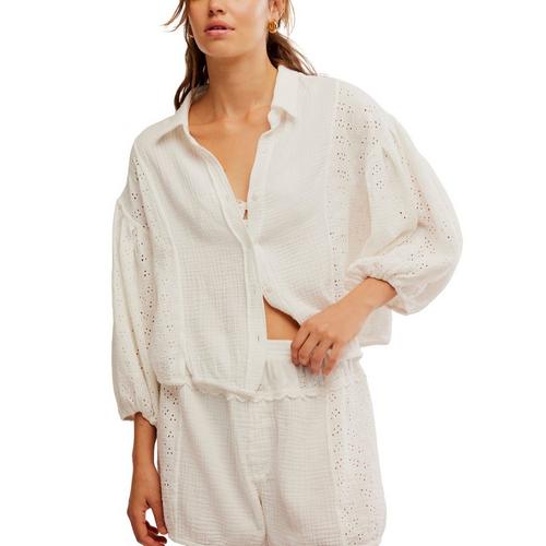 Women's Free People Full Bloom 3/4 Sleeve Button Up Shirt - Primary Image