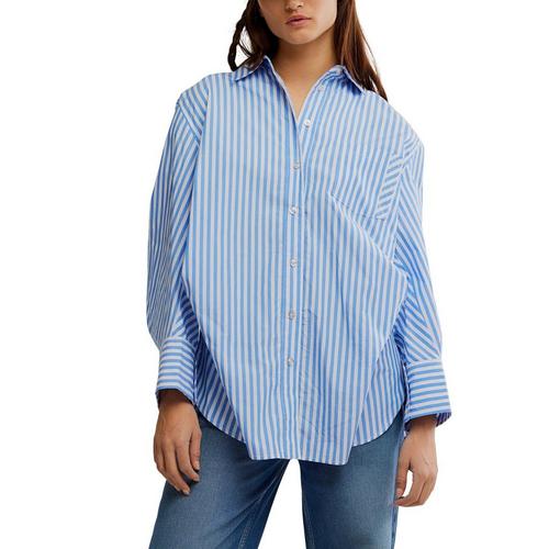 Women's Free People Sabine Striped Articulated Long Sleeve Button Up Shirt - Primary Image