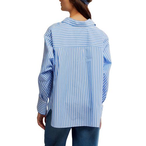 Women's Free People Sabine Striped Articulated Long Sleeve Button Up Shirt - Primary Image