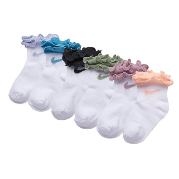 Girls' Nike Ruffle Ankle Socks Toddler 2T Washed Coral 6 Pack
