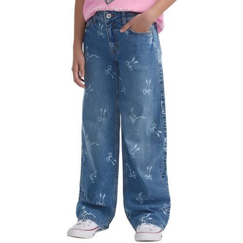 Girls' abercrombie kids High Waist Wide Leg Bow Print Jeans - Primary Image