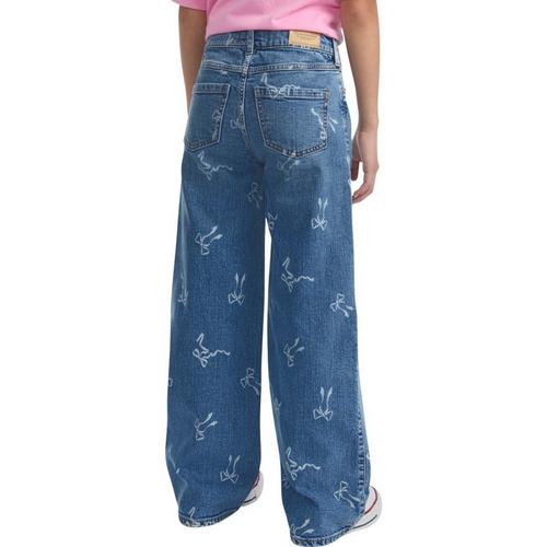Girls' abercrombie kids High Waist Wide Leg Bow Print Jeans - Primary Image