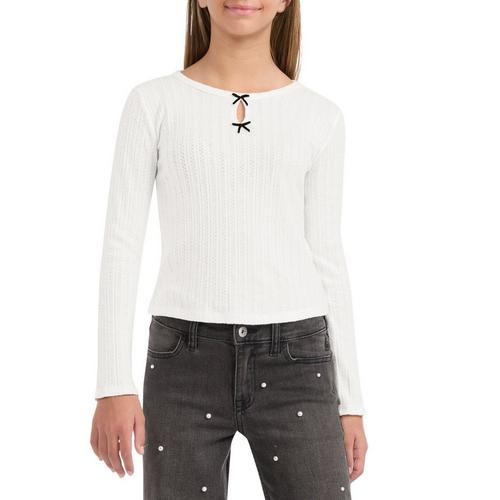 Girls' abercrombie kids Double Bow Long Sleeve Shirt - Primary Image