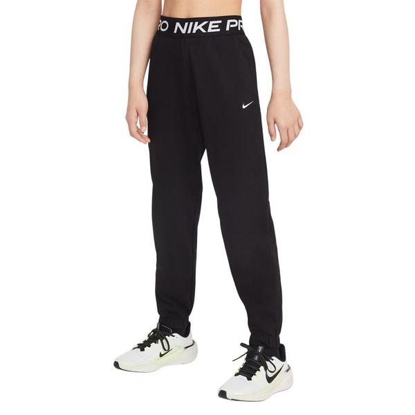 Girls' Nike Pro Dri-FIT Fleece Joggers Small Black/Black/Black/White Regular