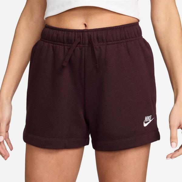 Women's Nike Sportswear Club Fleece Mid Rise Lounge Shorts Large Burgundy Crush/White