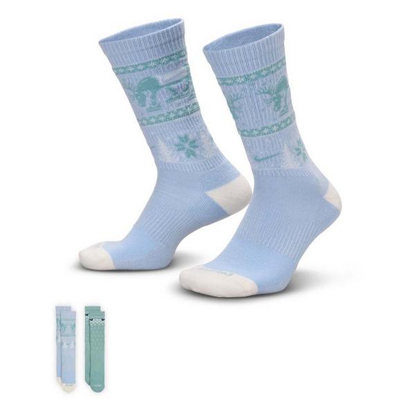 Nike Everyday Plus Crew Socks Small Blue/Green 2 Pack