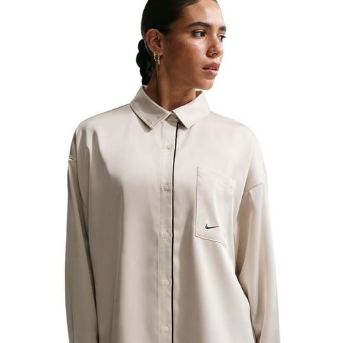 Women's Nike Sportswear Oversized Satin Long Sleeve Button Up Shirt - Primary Image