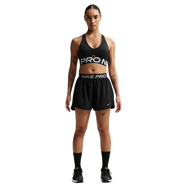 Women's Nike Mid-Rise Brief-Lined Pro Woven Shorts Medium Black/White