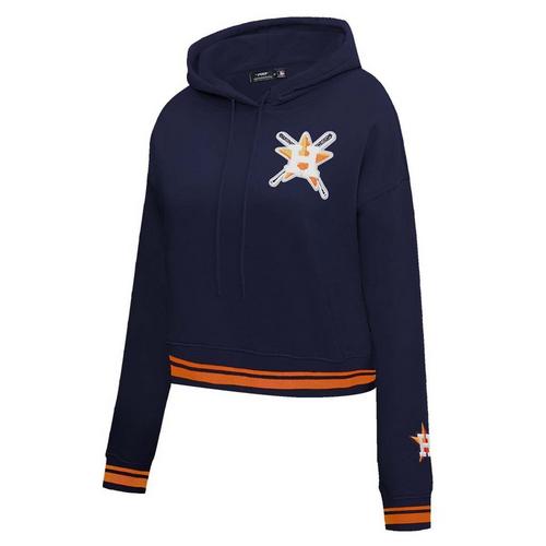 Pro Standard Women's Houston Astros Mash Up Rib Fleece Cropped Hoodie - Primary Image