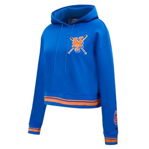 Pro Standard New York Mets Mash Up Rib Fleece Cropped Hoodie - Primary Image