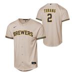 Nike Kids' Milwaukee Brewers Brice Turang #2 Cream Home Jersey - Thumbnail 1 of 3