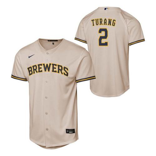Nike Kids' Milwaukee Brewers Brice Turang #2 Cream Home Jersey - Primary Image