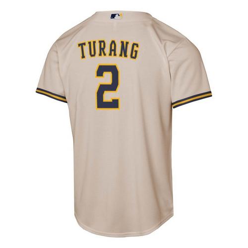Nike Kids' Milwaukee Brewers Brice Turang #2 Cream Home Jersey - Primary Image