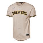 Nike Kids' Milwaukee Brewers Brice Turang #2 Cream Home Jersey - Thumbnail 3 of 3