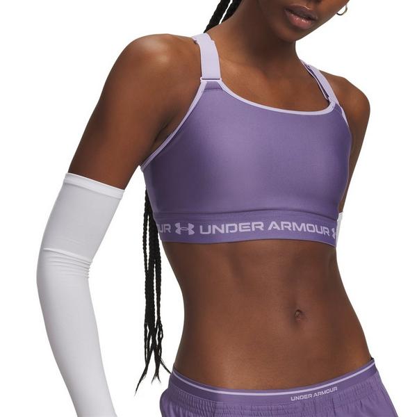 Women's Under Armour Running HeatGear Crossback High Sports Bra Small Purple LX