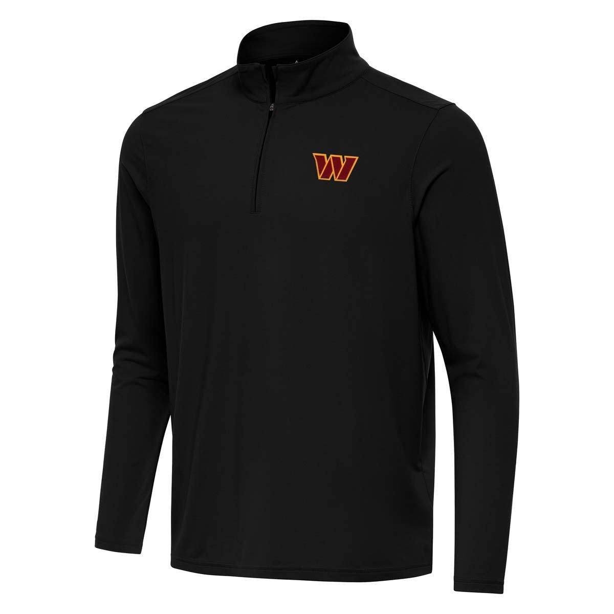 Men's Antigua Black Washington Commanders Intent Quarter-Zip Pullover Top